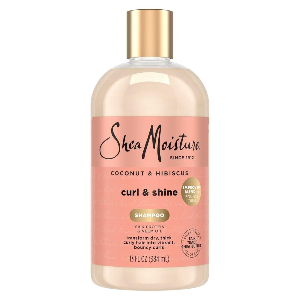 Shea Moisture Shampoo Curl & Shine Curly Hair Coconut & Hibiscus Shampoo 13 oz